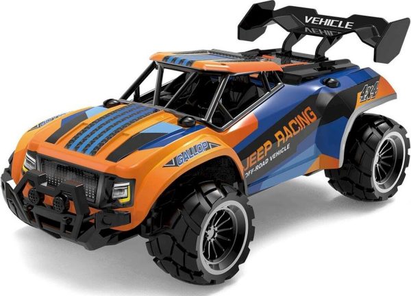 Fjernstyret Bil - Jeep Racing Dirt Stars - 1:18 - Blå Og Orange