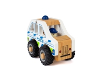 Politibil i træ m. gummihjul/ Wooden police car w. rubber wheels