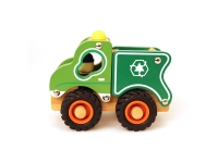 Skraldevogn i træ m. gummihjul/ Wooden garbage truck w. rubber wheels
