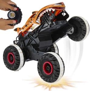 Hot Wheels Monster Trucks Remote Control Car 1:15 Scale Tiger Shark RC With All-Terrain Wheels