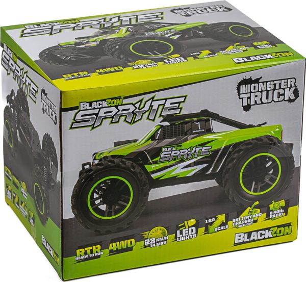Blackzon - Rc Monster Truck Bil - Spryte Mt 1/20 4wd - Grøn