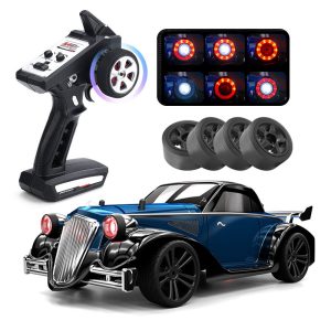 High end Retro 4WD RC Bil 35KM/H Vandafvisende med 2.4GHz Fjernstyring og LED Lys - Blå - iHero