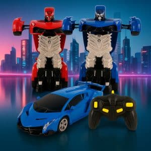 Fjernstyret Transformer Bil med Lyd- og Lyseffekter - Blå
